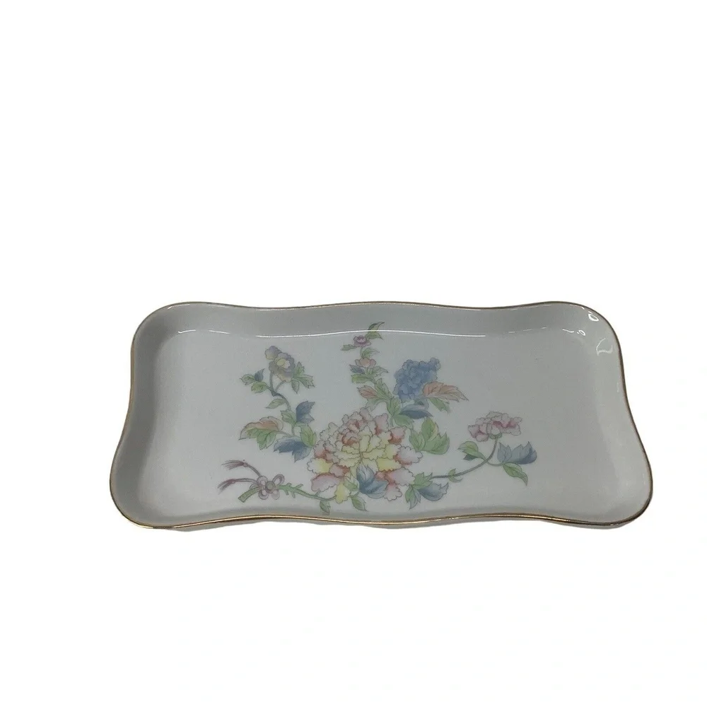 Vtg Andrea By Sadek Plate Tray Porcelain Made In Japan # 9920‎ Floral White Blue